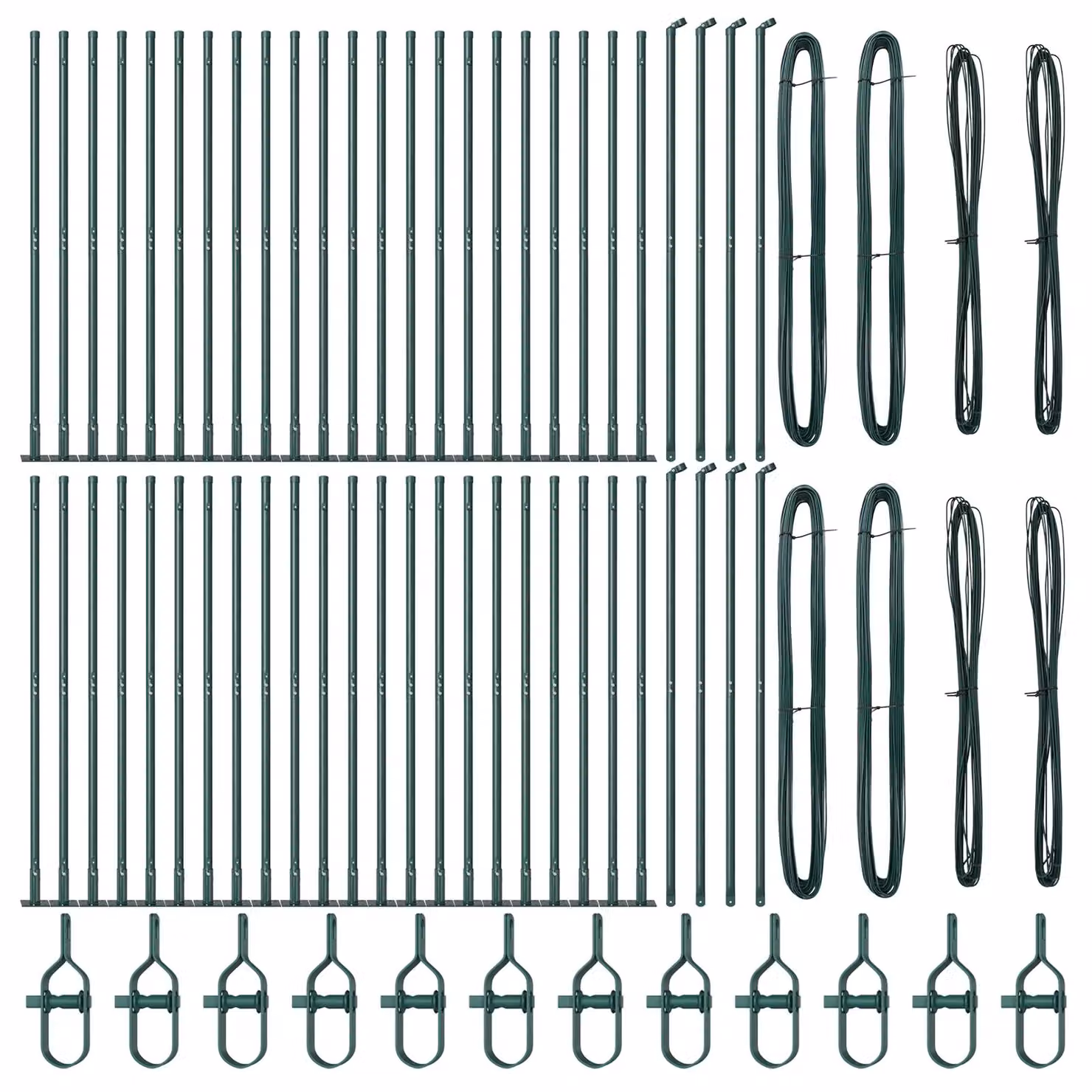 Berkfield Home Green Concrete Square Fence Posts, Set of 104, W/D/H: 3.2 x 3.2 x 88.5 cm