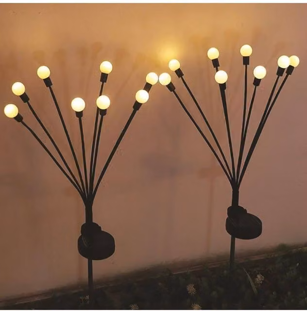 KDMD Firefly Solar LED Spike Lights Set of 2, Black