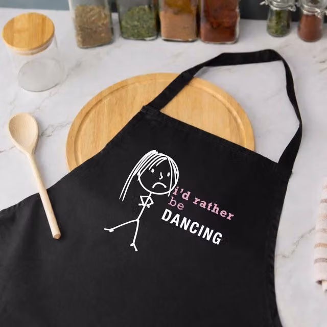 60 Second Makeover Women's I'd Rather Be Dancing Apron in Black