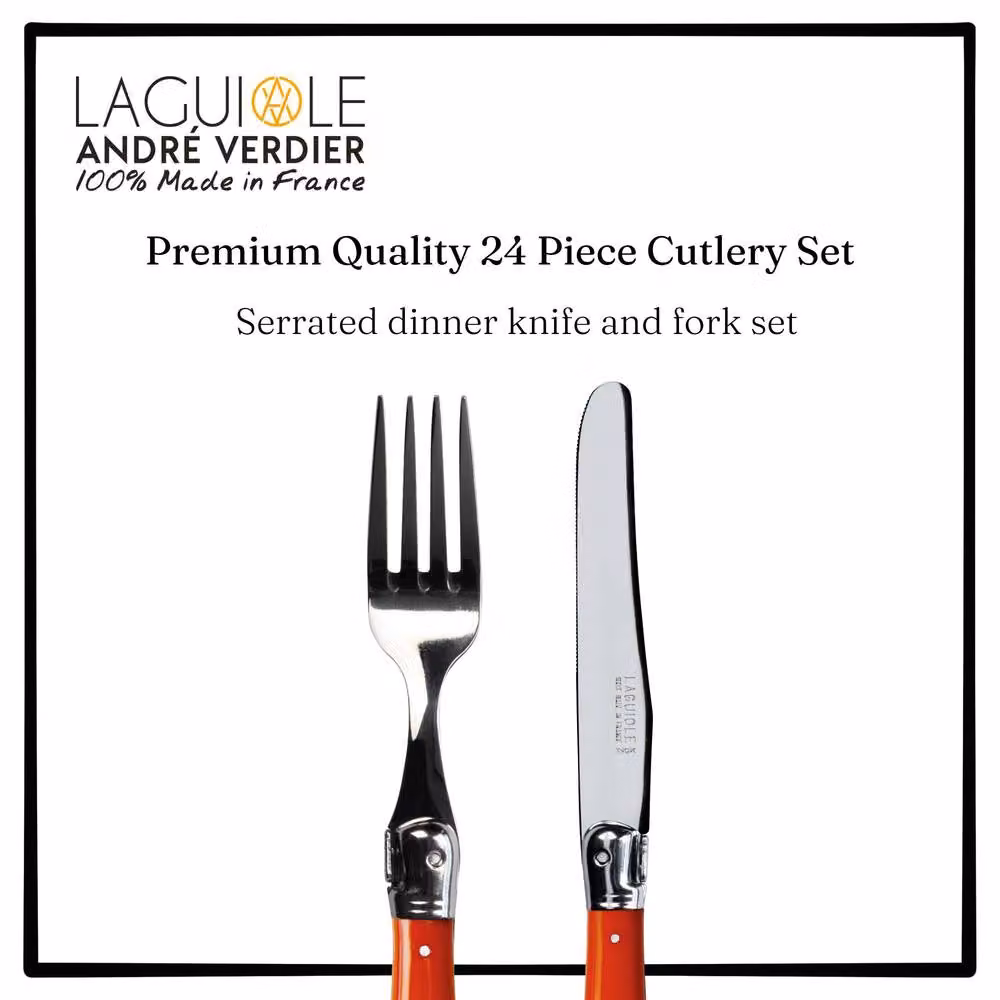 Laguiole 24 Piece Stainless Steel Cutlery Set in Multicolour with Polished Wood Presentation Case – 3