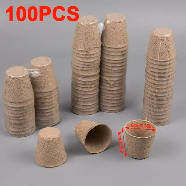 FLAVORA Grow It Biodegradable Fibre Pot, Brown, 100 Pack, 6 cm – 1