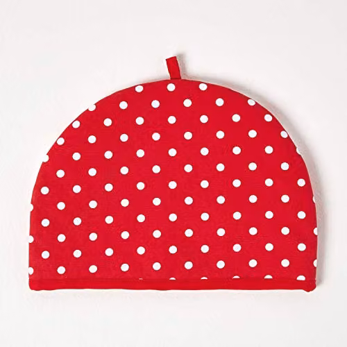 Homescapes Double Design Polka Dot Red Teapot Warmer and Tea Cosy – 1