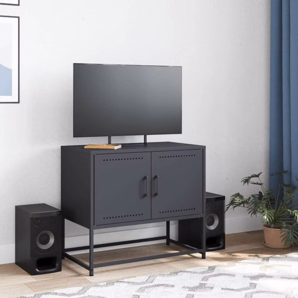 Berkfield Home Industrial Steel TV Cabinet in Anthracite, W: 68.5 cm, D: 39 cm, H: 60.5 cm – 3