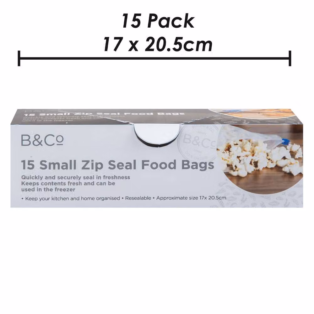 VFM e-Store Reusable Zip Seal Food Storage Bags, Medium, 15 Pack, Transparent – 2