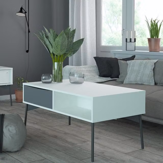 Furniture To Go Fur 1-Drawer Coffee Table in White Glossy MDF