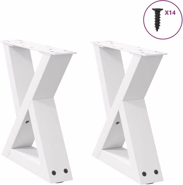 Berkfield Home Steel Coffee Table Legs, 2 Pieces, White, H: 40 cm, W: 30-31.3 cm