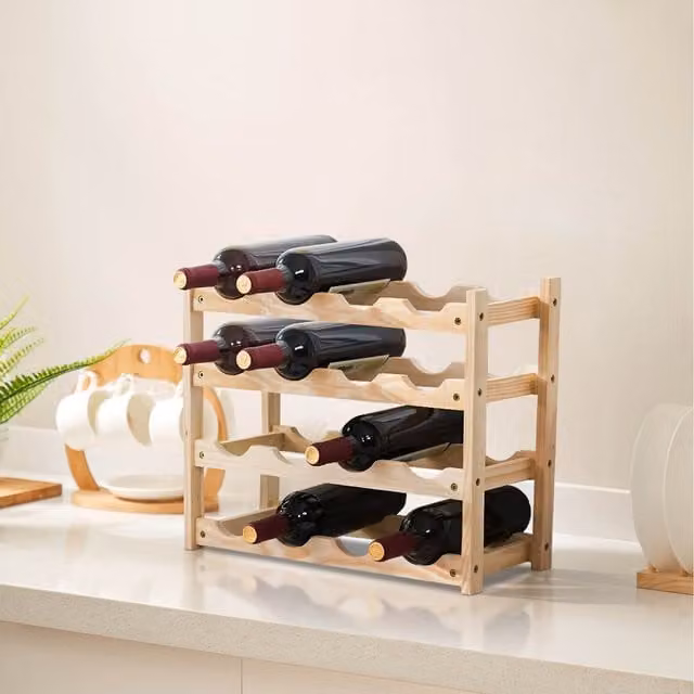 Lifeideas 4 Tier Bamboo Ladder Wine Rack in Wood Colour