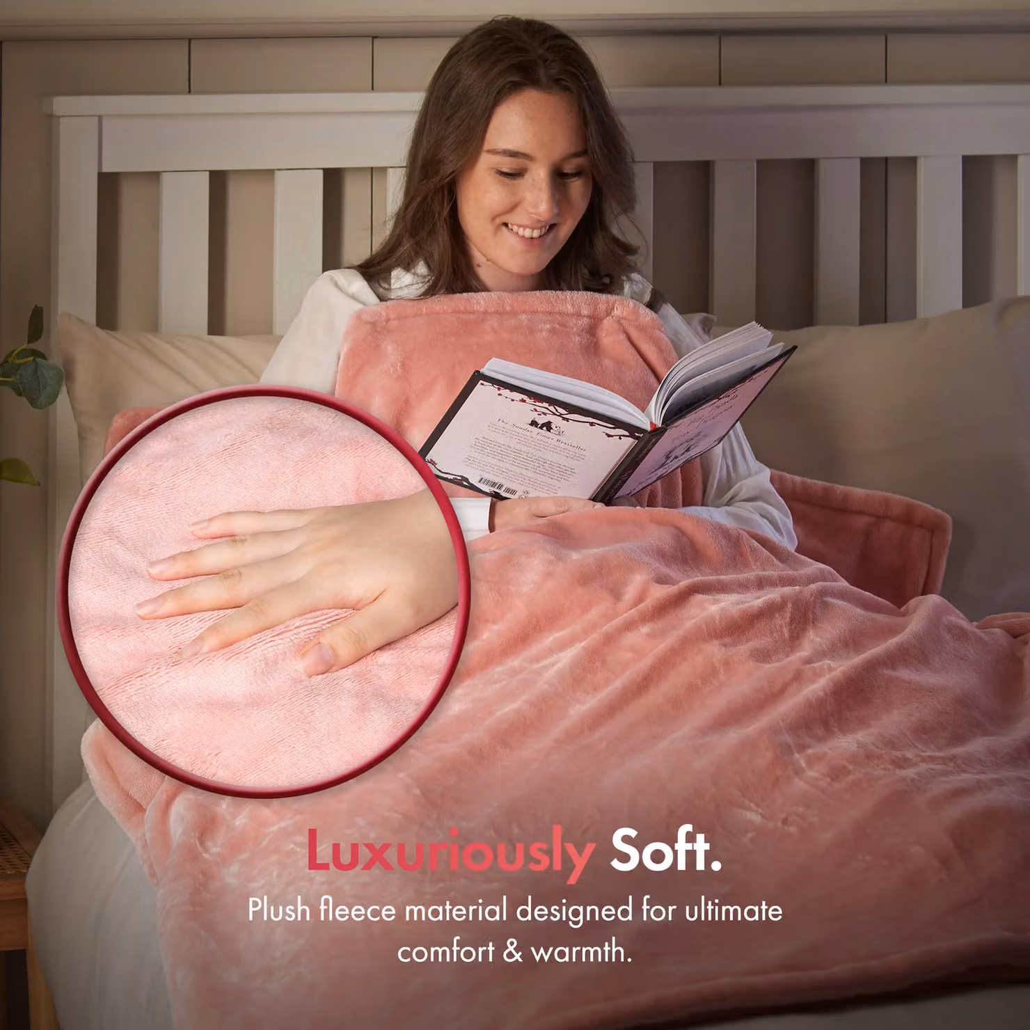 VonHaus Heated Fleece Throw Blanket in Pink, W/D: 160 x 130 cm – 2