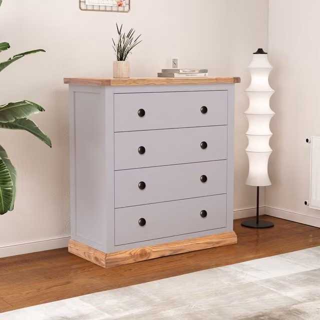 Cabinet Bits Biccari 4 Drawer Chest in Grey with Gold Knobs – 1
