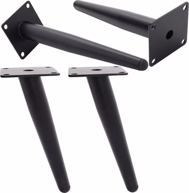 Livingandhome Modern Tapered Metal Furniture Replacement Legs in Matt Black, Height: 25 cm