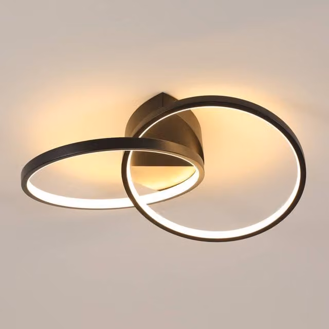 Goeco Black Circular LED Ceiling Light, 23W, Dimmable with Remote Control, Diameter: 54 cm