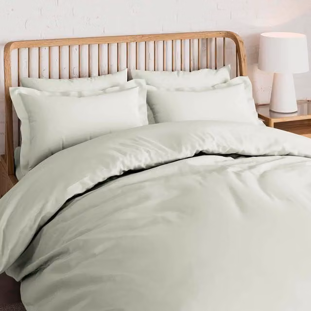 Bedeck Luxury Green 500 Thread Count 100% Cotton Mako Satin Duvet Cover, W: 200 cm, L: 220 cm