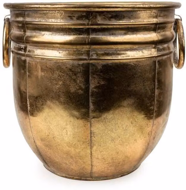 Madison & Mayfair Antique Gold Small Metal Tabletop Planter, W/D/H: 24.5 x 23.5 x 24.5 cm