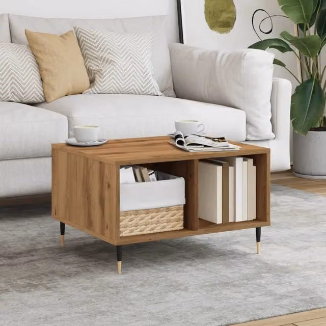 Berkfield Home Artisan Oak Coffee Table in Brown, W/D/H: 60 x 50 x 36.5 cm – 1