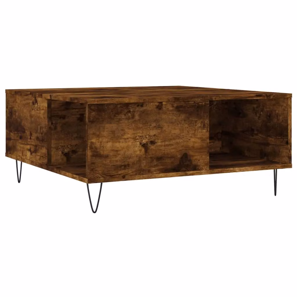 Berkfield Home Modern Square Coffee Table in Smoked Oak Brown, W/D/H: 80 x 80 x 36.5 cm – 2
