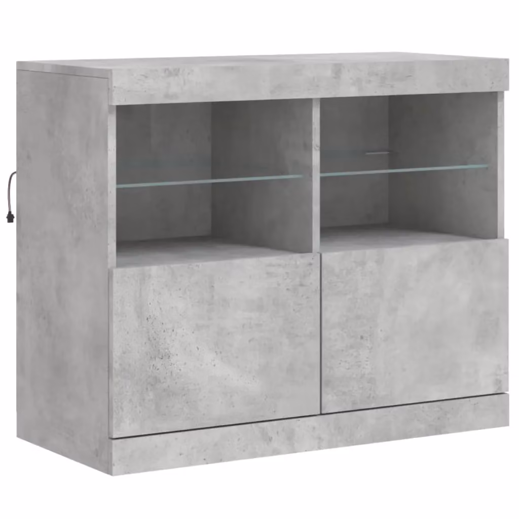 Berkfield Home Modern Sideboard with Integrated LED Lights in Concrete Grey, W/D/H: 81 x 37 x 67 cm – 2