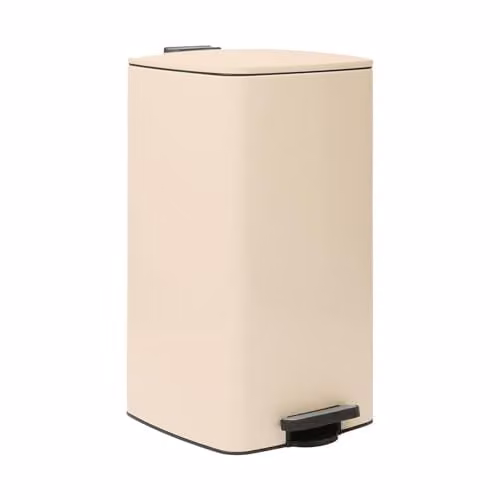 Harbour Housewares 30L Square Stainless Steel Kitchen Pedal Bin in Beige with Soft-Close Lid and Removable Inner Bucket