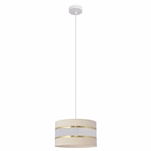 Netlighting Helam Cylindrical Pendant Ceiling Light in Beige, Gold and White, Diameter: 25 cm – 1