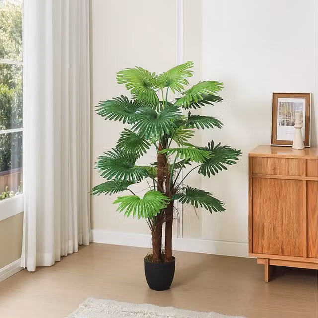 Komore Tabletop Artificial Palm Tree in Green and Brown Pot