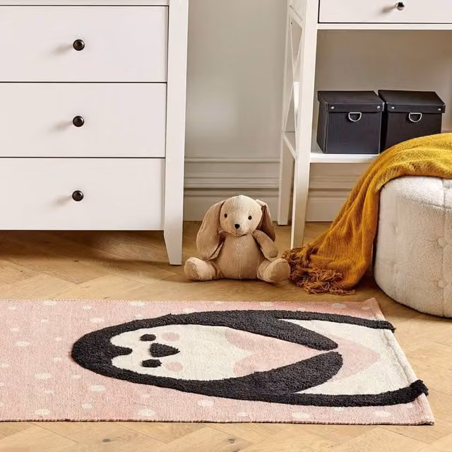 Wyld and Coco Pink Penguin Kids Area Rug, W: 80 cm, L: 150 cm