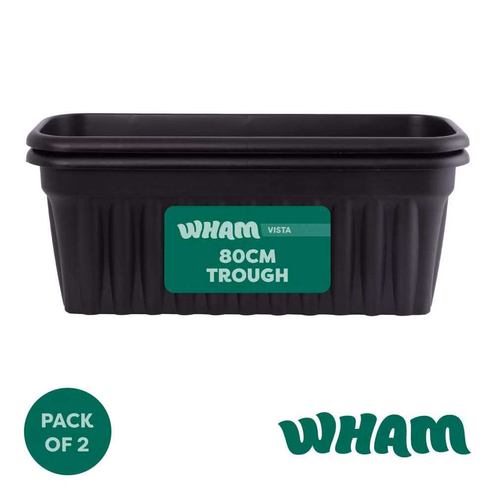Wham Vista Rectangular Plastic Garden Planter Trough in Black, W/D/H: 80 x 30.5 x 2 cm – 2