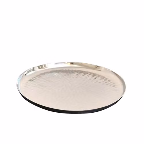 Melody Maison Large Round Silver Hammered Metal Tray, Diameter: 30 cm – 3