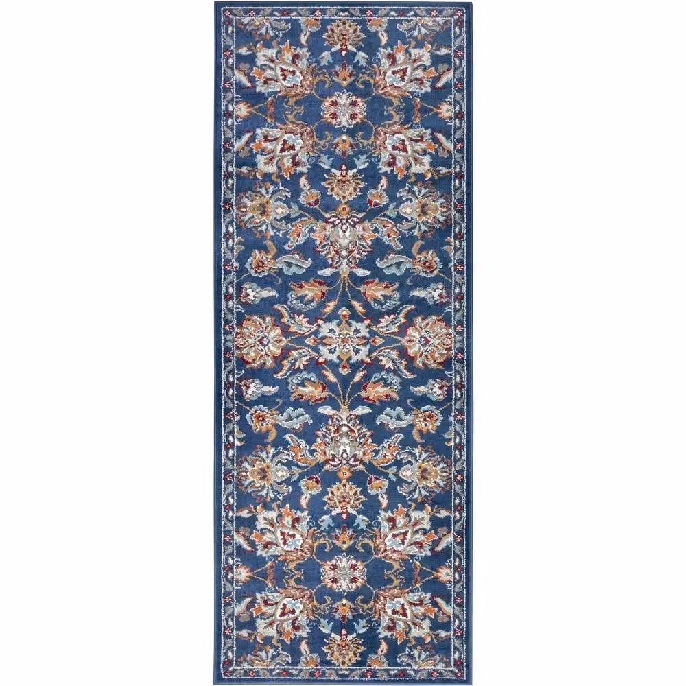 THE RUGS Caracci Orient Rug in Blue with Vintage Floral Design, W: 140 cm, D: 200 cm – 6