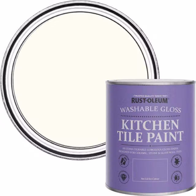 Rust-Oleum Water-Based Kitchen Tile Paint in Gloss Finish, White, 0.75 l