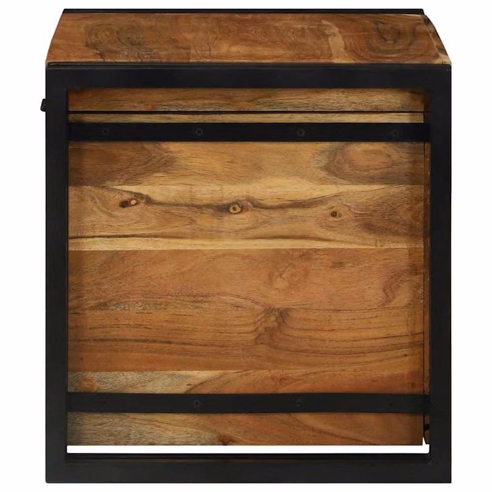 Berkfield Home Brown Solid Acacia Wood and Metal Industrial Storage Box, W: 60 cm, D: 40 cm, H: 41 cm – 3