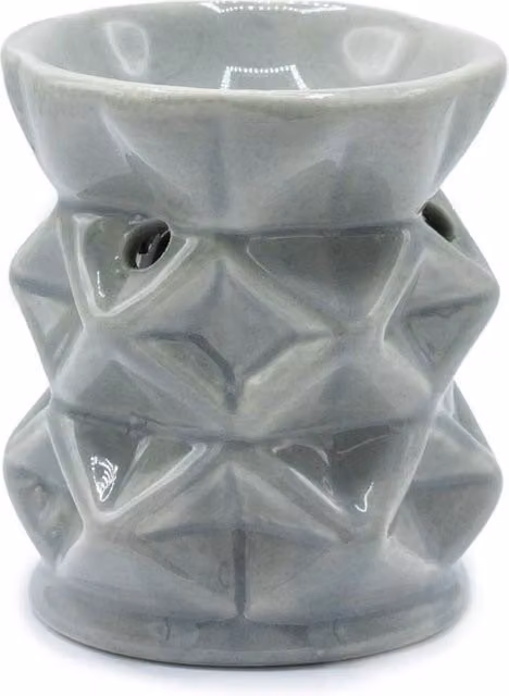 KDMD Grey Geometric Ceramic Oil Burner and Tabletop Oil Lamp