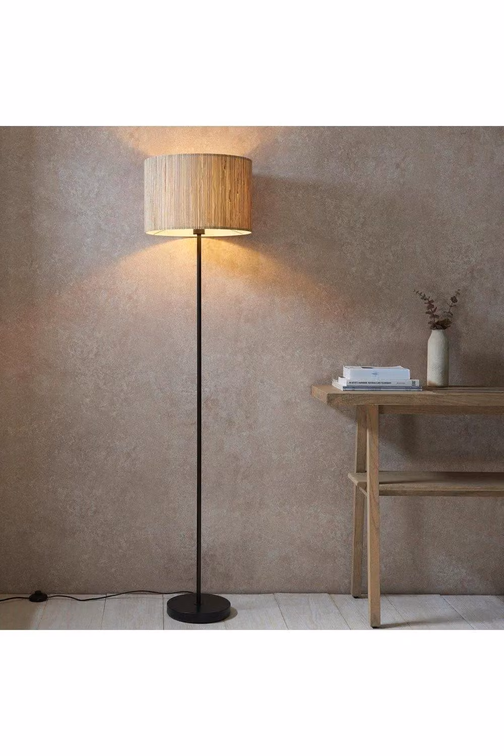 Netlighting Longshore Floor Lamp with Natural Rattan Shade and Matt Black Base – 2
