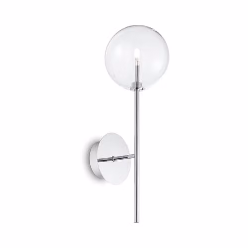 Ideal Lux EQUINOXE Modern Single Light Wall Lamp in Chrome and Transparent Glass