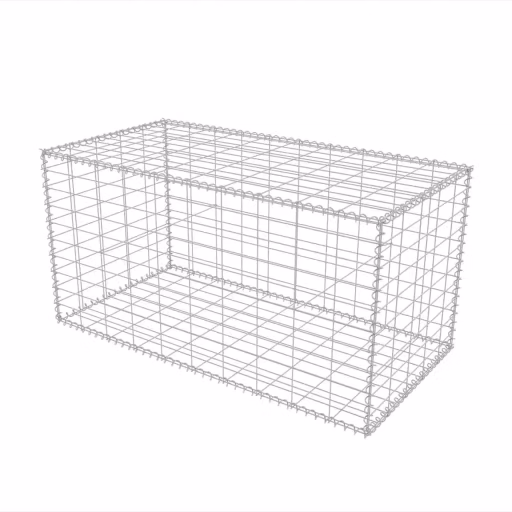 Berkfield Home Galvanised Steel Gabion Basket in Silver, W/D/H: 100 x 50 x 50 cm