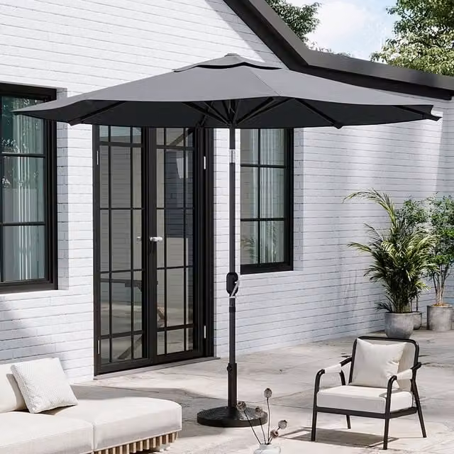 Breeins 3m Freestanding Patio Parasol with Resin Base in Dark Grey