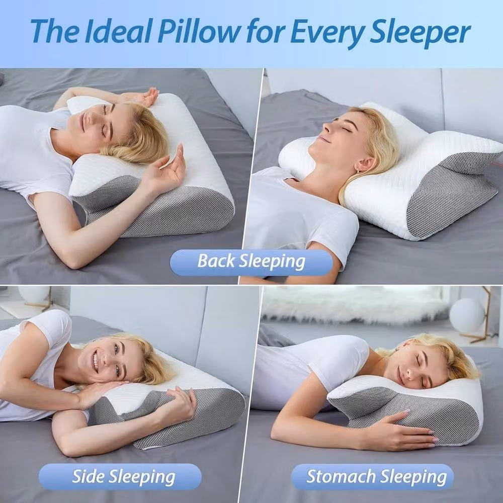 VOGREX Orthopaedic Cervical Memory Foam Wedge Pillow for Adults in White – 2