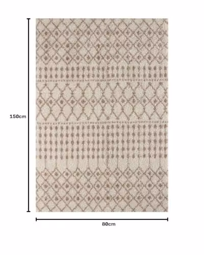 THE RUGS Moroccan Design Shaggy Rug in Ivory and Beige, W/D/H: 80 x 150 x 1 cm – 2