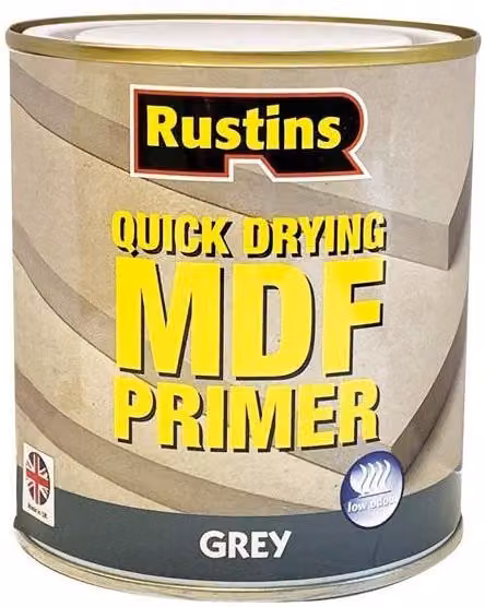 Rustins Quick Drying Water Based MDF Primer in Grey, 250 ml – 1