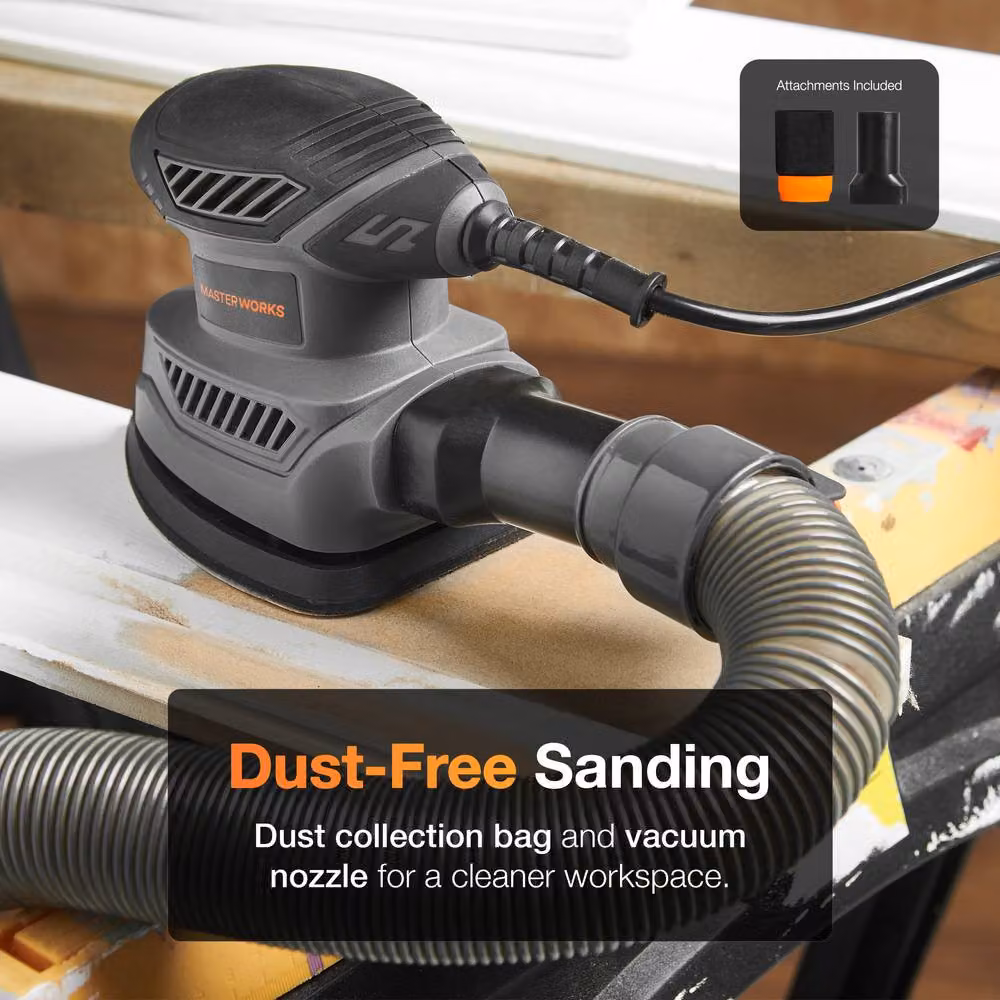 MasterWorx Electric Detail Sander with Dust Collector, 13000RPM, Grey – 3