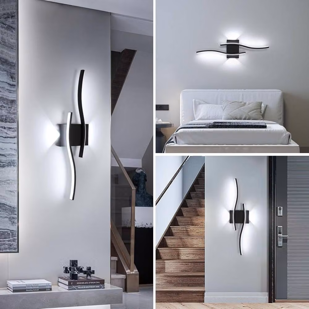 Goeco Modern Black LED Indoor Wall Light with Up and Down Lighting for Bedroom or Hallway – 5