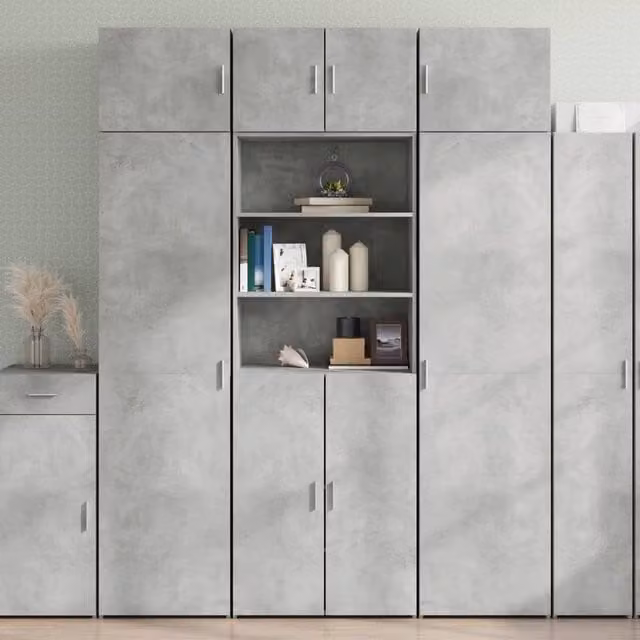 Berkfield Home Freestanding Storage Cabinet in Concrete Grey, W: 70 cm, D: 42.5 cm, H: 225 cm