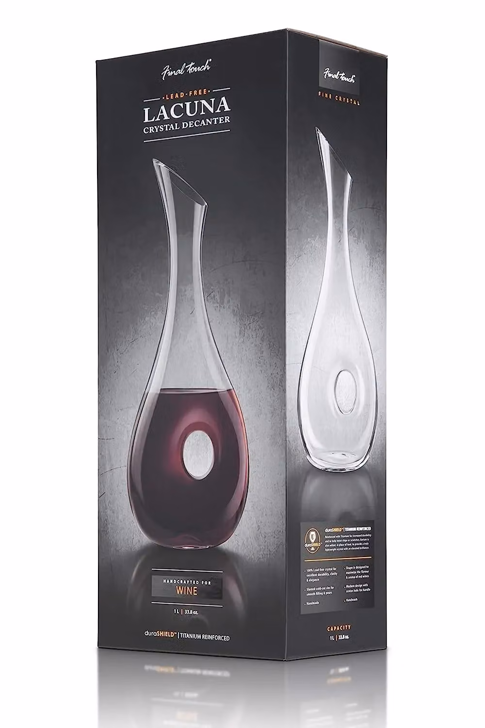Final Touch Lacuna Durashield Lead-Free Crystal Wine Decanter with Drip-Free Spout, 1000ml, Clear – 3