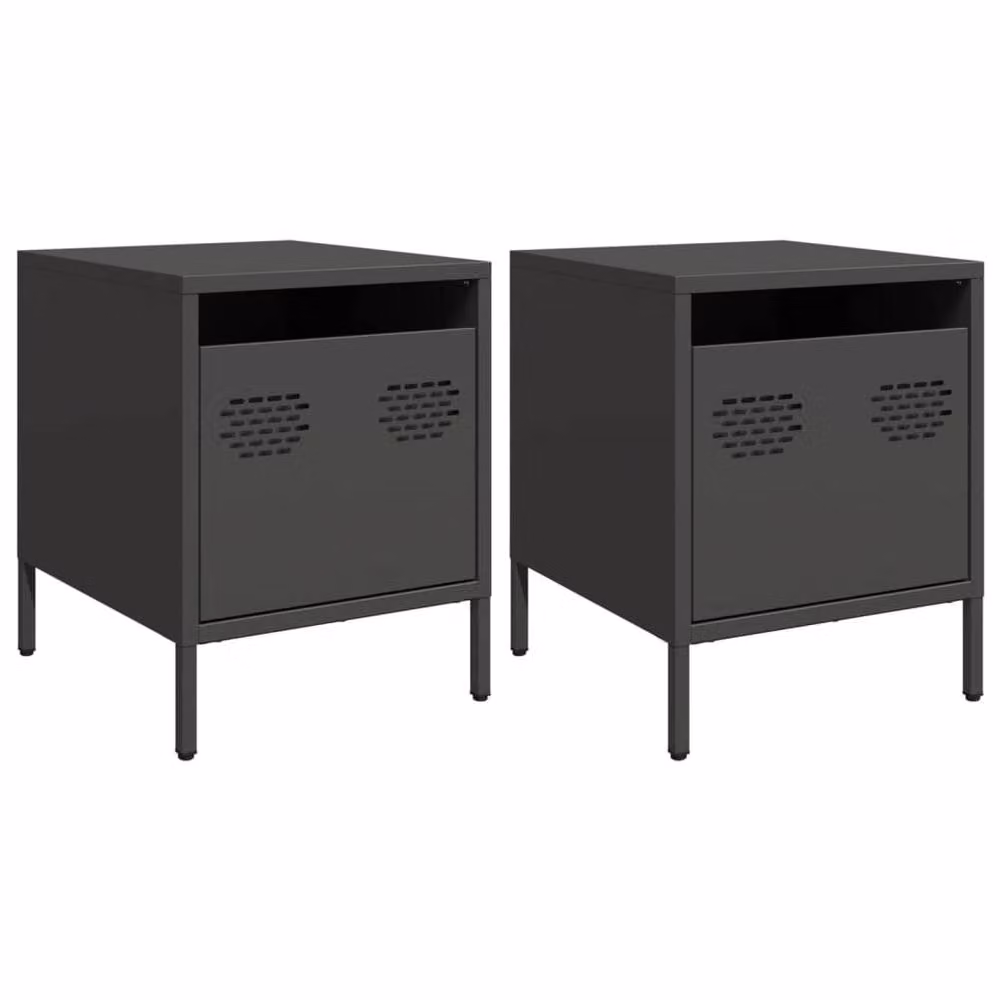 Berkfield Home Timeless Bedside Cabinets, 2 Piece, Black, W/D/H: 35 x 39 x 43.5 cm – 3