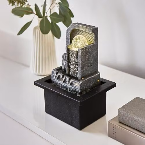 Well Being Aztec Decorative Desktop LED Light Water Feature, Multicolour, W/D/H: 16.5 x 21.5 x 21.5 cm – 2