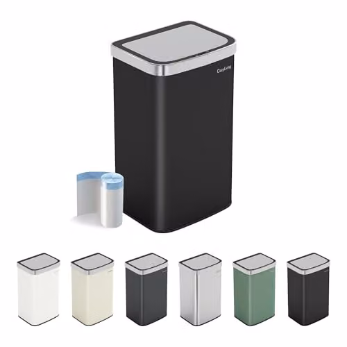 CozyLiving Automatic Motion Sensor Kitchen Bin with Soft Close Lid, Black, W/D/H: 39.0 x 65.5 x 29.5 cm