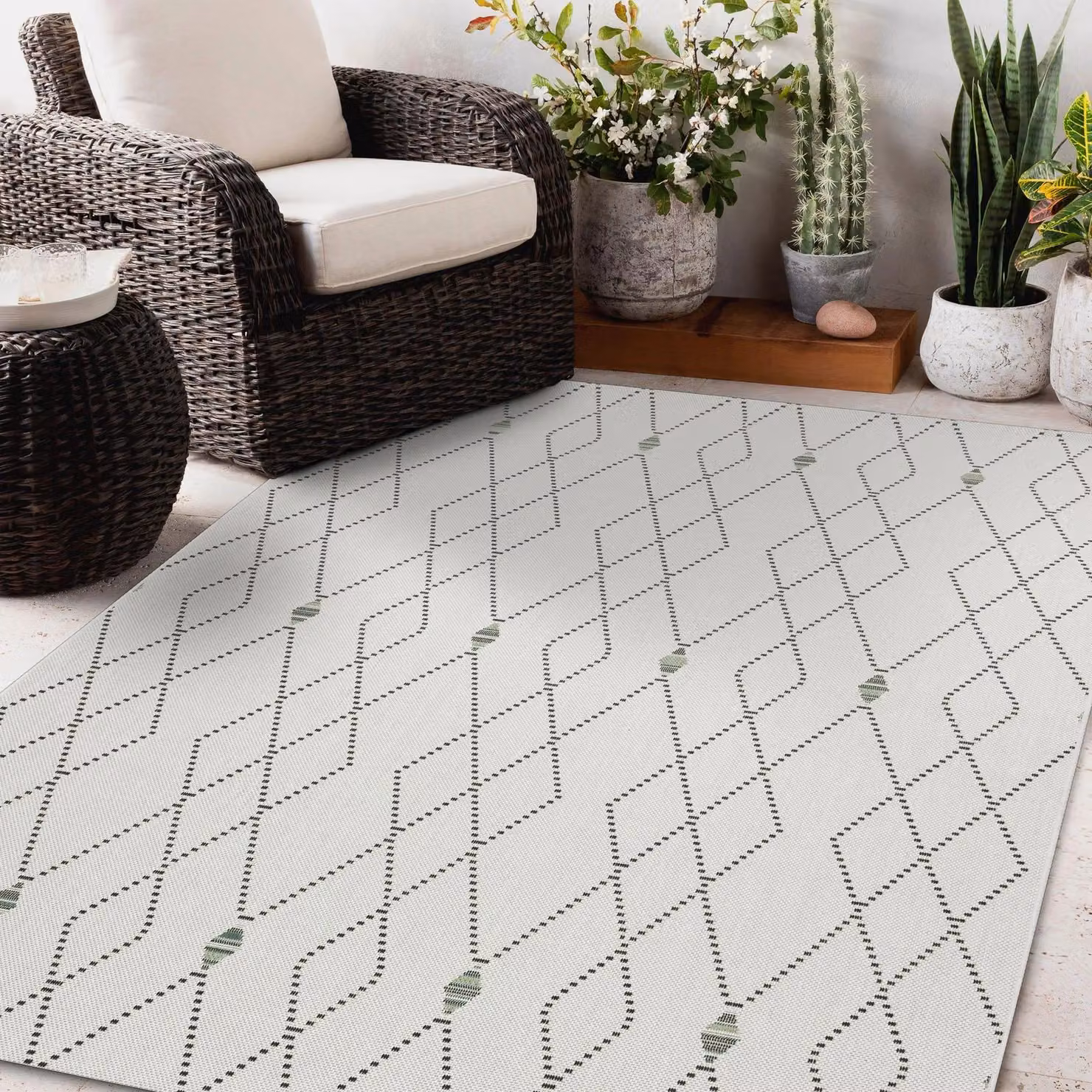 RugsX White Plain Rectangular Flat Weave Rug, W: 140 cm, L: 200 cm – 2