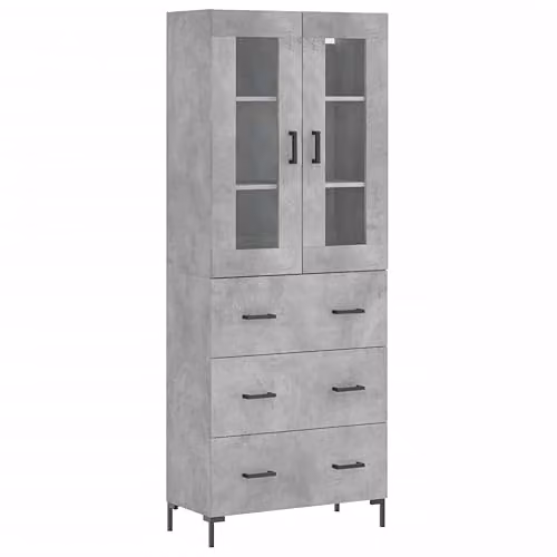 vidaXL Highboard in Concrete Grey, W: 69.5 cm, D: 34 cm, H: 180 cm