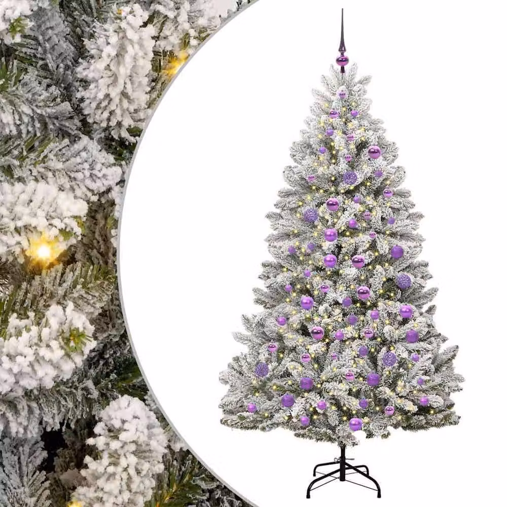 Berkfield Home Elegant Artificial Christmas Tree in Green and White, Height: 180 cm – 2