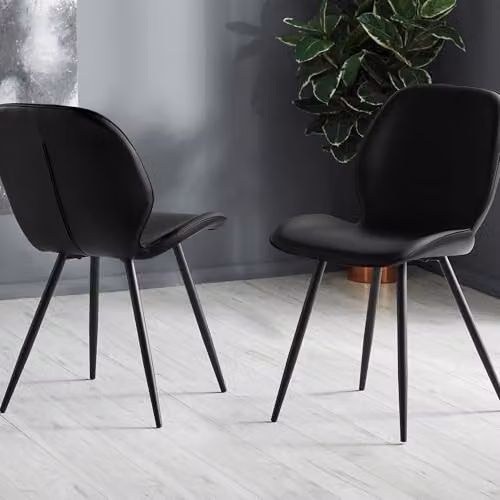 Julian Bowen Set of 2 Otto Upholstered Dining Chairs in Black and Grey, W: 46 cm, H: 62 cm