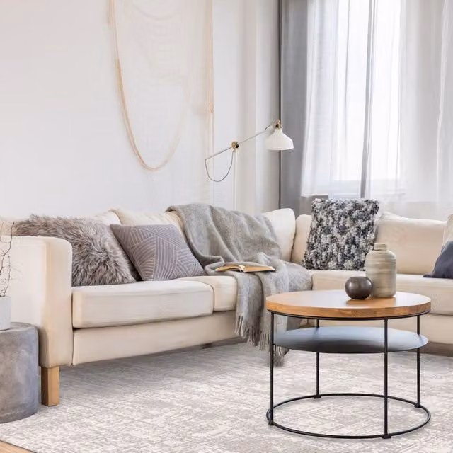 The Rug Shop UK Grey Modern Abstract Easy to Clean Machine Woven Area Rug W: 240 cm, D: 340 cm