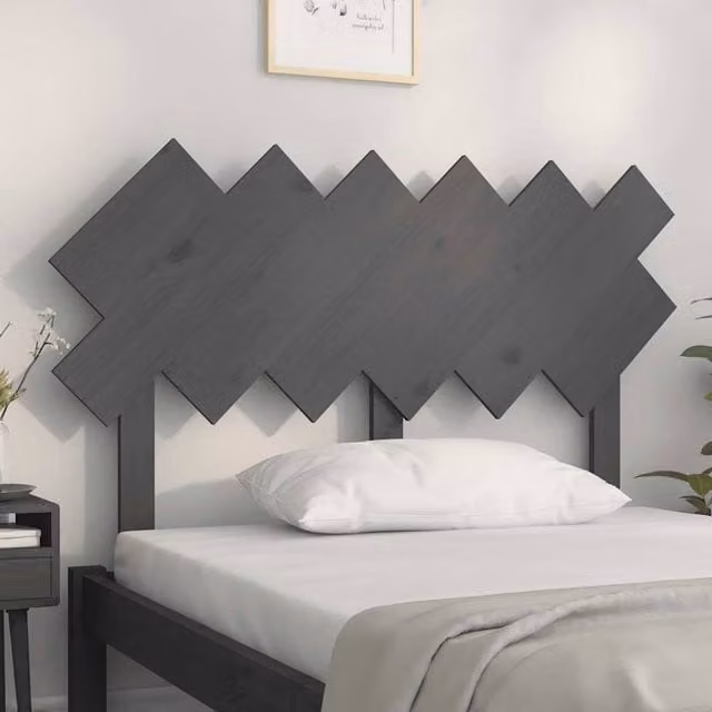 Berkfield Home Beautiful Bed Headboard in Grey Solid Pine Wood, W: 122.5 cm, D: 3 cm, H: 80.5 cm